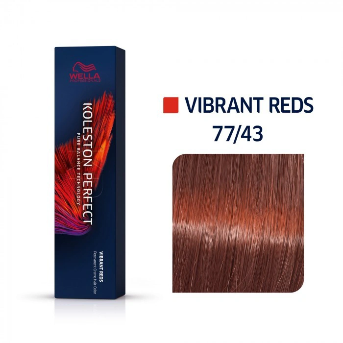 Wella Koleston Perfect Me+ Hajfesték - 77/43 - 60ml - Aranyló Vöröses Intenzív Középszőke képe 1